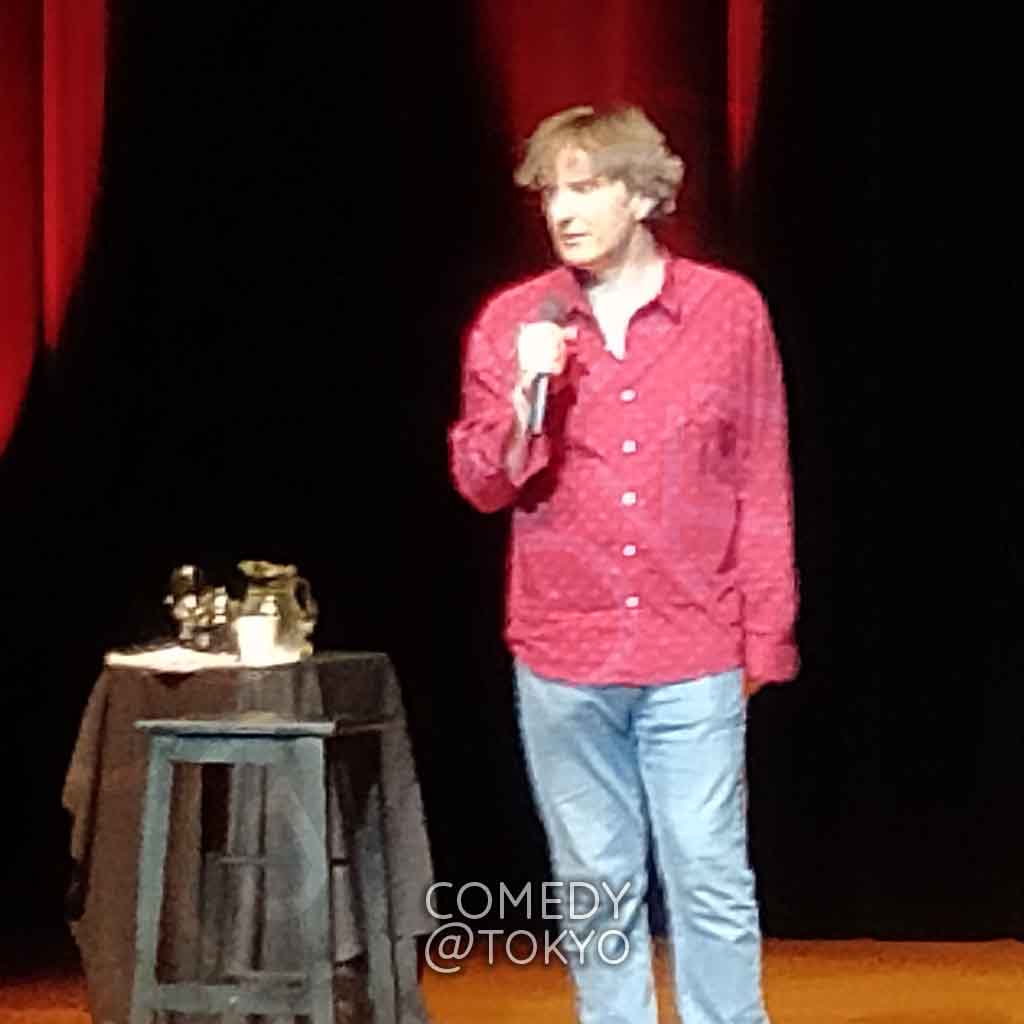 Dylan Moran performing in Tokyo in 2019.
